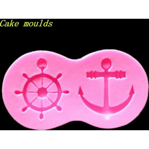 Wholesale Silicone mold K311 Rudder anchor shape Fondant cake mold Dceoration mold Free shipping