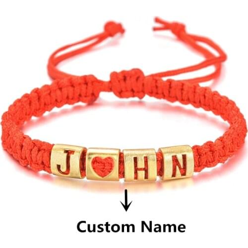 Personalized Metal Charm Simple Braided Rope Bracelets Handmade Women Men Bracelet Custom 1-9 Letter Beads Mothers Day Gift