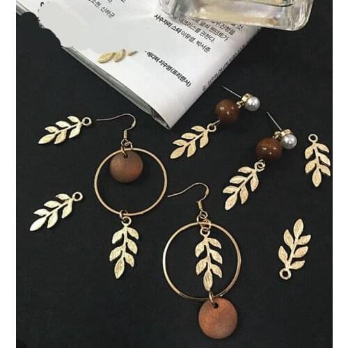 Zinc Alloy Golden Mini Leaves Charms 10pcs/lot For DIY Fashion Drop Earrings Jewelry Making Accessories