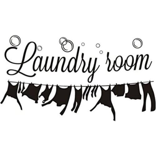 Practical "Laundry Room" laundry room decoration carved wall stickers can remove stickers:black