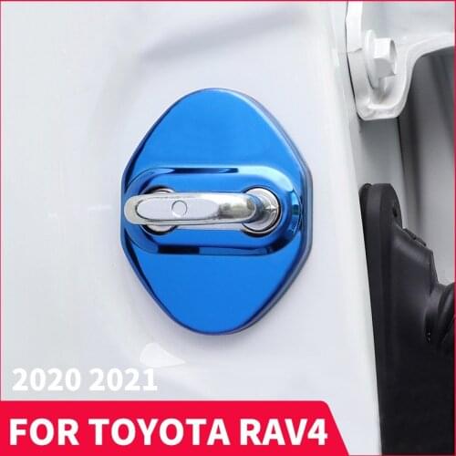 Stainless Steel Car Door Lock Buckle Stainless Steel Protective Cover For Toyota RAV4 XA50 2019 2020 2021 Cars Accessories