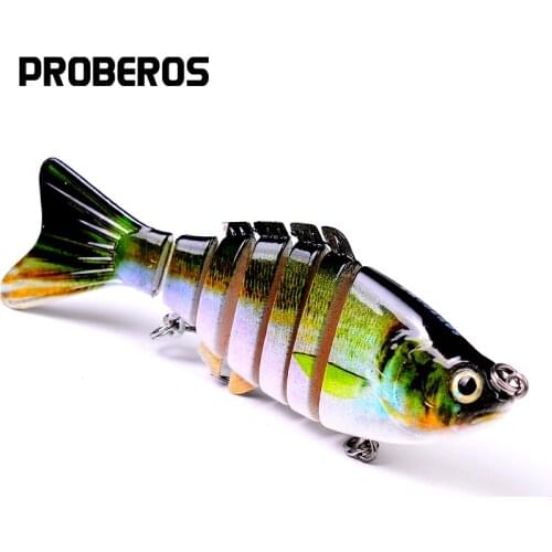 PROBEROS Swimbait 7 Sections Fishing Lure 10cm/3.94"-0.43oz/12.1g Fishing bait 6# Black Hook Fishing Tackle