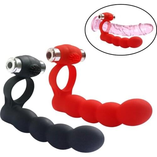 Sex Anal Beads Plug Vibrator With Penis Delay Rings Electro Anal Plug G-spot Prostate Stimulator Vibrator Sex Toys for Woman Man