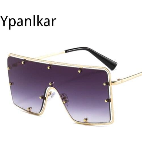 Trendy Oversized Square Metal Sunglasses Women 2021 Luxury Brand Retro Large Frame Sun Glasses Men Outdoor Windproof Shades