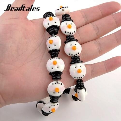 Beadtales Liuli Glass Smiley Snowman Natural Loose Spacer Beads For Needlework Jewelry Making DIY Bracelet Earrings No magnetic