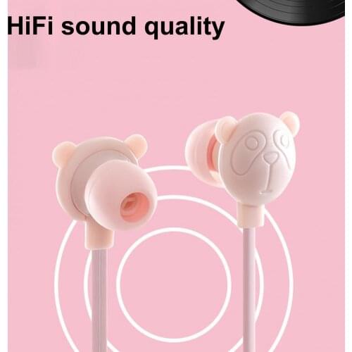 Convenient Cute Cartoon Bear 3.5mm In-ear Earbuds Wired Earphone Headset with Mic for Girl Children for Video Game