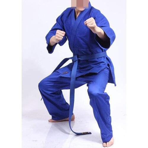 UNISEX top quality thickening cotton judogi International standard judo suits training uniforms fighting clothing blue