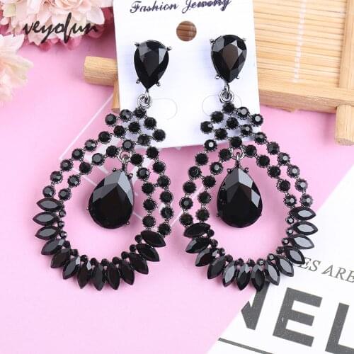 Veyofun Luxury Crystal Drop Earrings for Women Hollow out Rhinestone Earrings Fashion Jewelry Brinco Wholesale