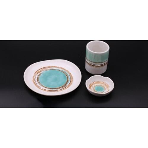 Japanese ceramic 18 cm multi-use dish bone dish water cup soy sauce dish restaurant table table tableware Japanese barbecue shop