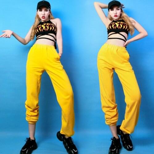 Womens Dance Costume Hip-Hop Street Dance Wear Performance Clothes Female Jazz Dance Practice Clothes Festival Outfit SL4014