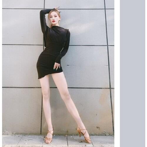 Female Latin Dance Dress Long Sleeve Practice Clothing Professional Latin Competition Dress Rumba Tango Dance Costumes DQL5847