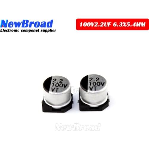 10PCS SMD Aluminum Electrolytic Capacitor 100V2.2UF 6.3*5.4MM 2.2UF100V 100V 2.2UF