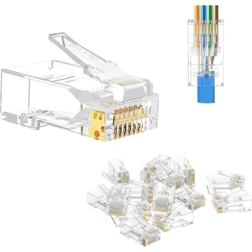 100Pcs CAT6 Connector Plugs RJ45 Network Cable Modular Pass Through CAT6 RJ45 Connector Plugs 8P8C Accessories Strong Plasticity