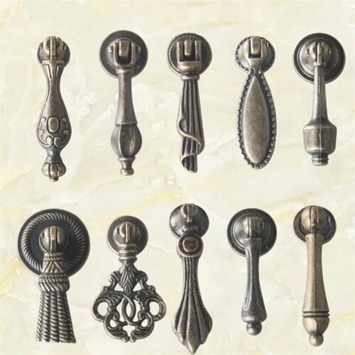 2PCs Retro Bronze Kitchen Cabinet Knobs Cupboard Door Handles Vintage Wardrobe Furniture Handle Jewelry Box Drawer Pulls