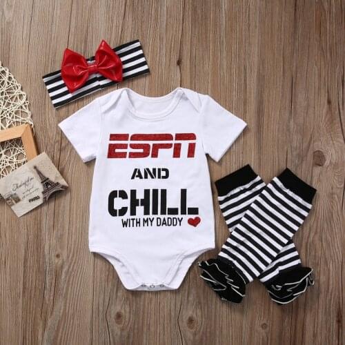 2020 3 Pcs Baby Bodysuit Sets Newborn Infant Babies Boy Girl Letter Bodysuits Jumpsuit+Leg Warmers+Headband Outfit ropa de bebe