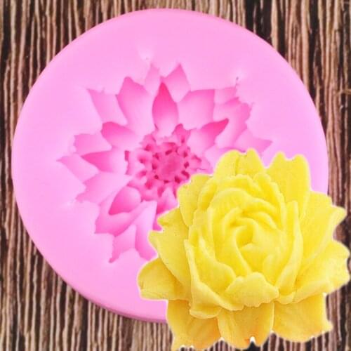 3D Beautiful Lotus Chrysanthemum Flowers Wedding Cake Decorating Tools DIY Baking Fondant Silicone Mold Soap Mould