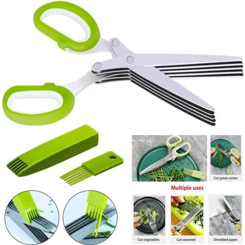 5 Layers Chopped Laver tool cut Spices Rosemary Kitchen Shredded scissor Scallion Cutter Herb Vegetable Shear Cook Cutting Tool