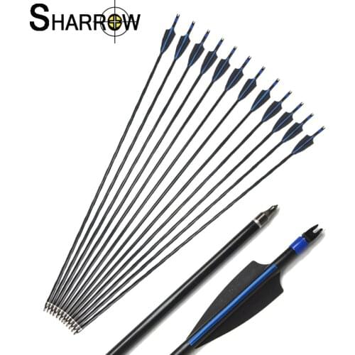 6/12pcs 31.5 Inch Archery Fiberglass Arrow Spine 500 Replaceable Arrowhead ID 6mm for Compound Recurve Bow Crossbow Shooting