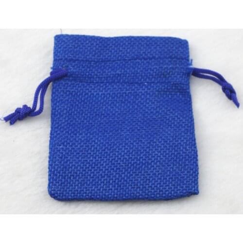 7x9cm Royal Blue Burlap linen jute bag drawstring necklace jewelry package bag gift bag Wedding packaging bag