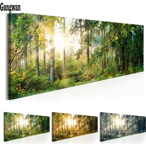 Large DIY Diamond Painting Green Forest 5D Cross Stitch icon diamond embroidery natural scenery diamond mosaic stickers Decor