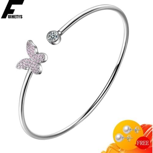 BaliJelry Trendy Bracelet 925 Silver Jewelry Zironc Gemstone Butterfly Shape Bracelets Accessories for Women Wedding Engagement