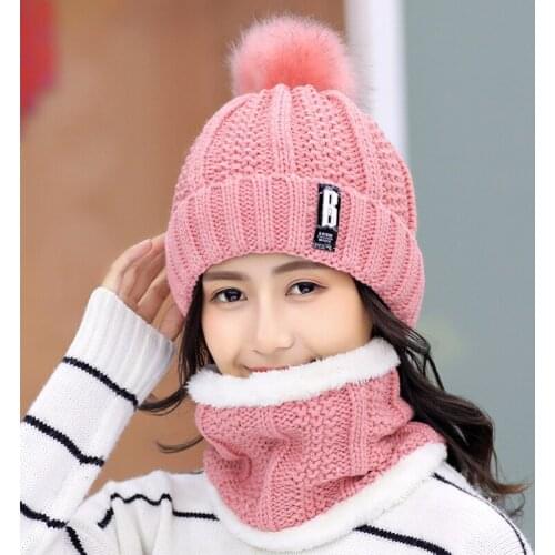 The Brand of Ladys Knitted Woolen Hat Thickened Warm Woolen Hat Ladys Knitted Woolen Hat Outdoor Driving Hat