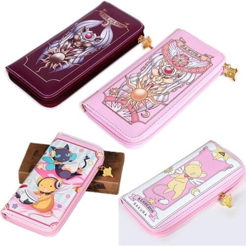 CCS Clow Card Captor Sakura KINOMOTO Cosplay PU Long Wallet Zipper Money Bag Purse Gift Prop