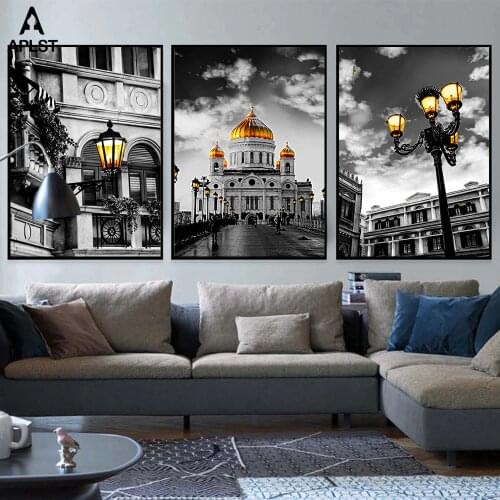 Black and White Russia St. Petersburg Cathedral Canvas Painting Prints Church Printing Poster Wall Art Decor for Living Room