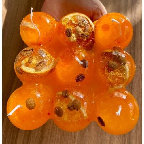 Handmade Decorative Bubble Candle with 5 wicks Orange and Coffee, Orange Scented
