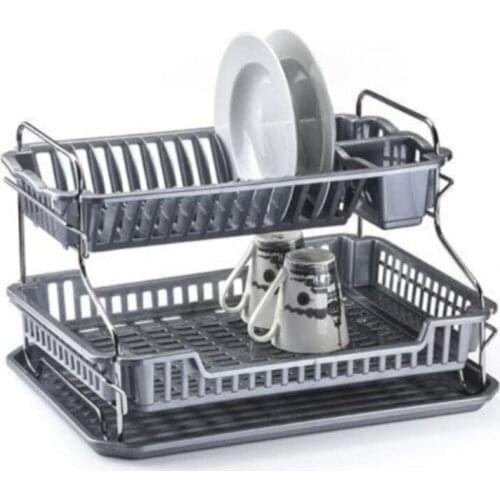 Double Layer Dish Rack Drain Rack Countertop Organizer for Plate Accessories Cutlery Glass Storage