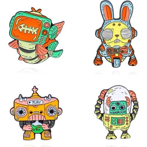Cartoons Anime Robot Lapel Pins Enamel Badges Women Fashion Brooches For Clothes Cute Hijab Pins Metal Decorative Badges Brooch