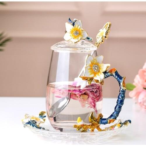 Enamel water cup home coffee cup high temperature resistant glass scented tea water cup Christmas present valentines day gift