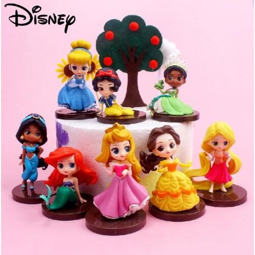 Disney Princesses Figures Snow White Belle Mulan Ariel Mermaid Aladdin Peter Pan Sleeping Beauty Action Figure Model Toys Kids