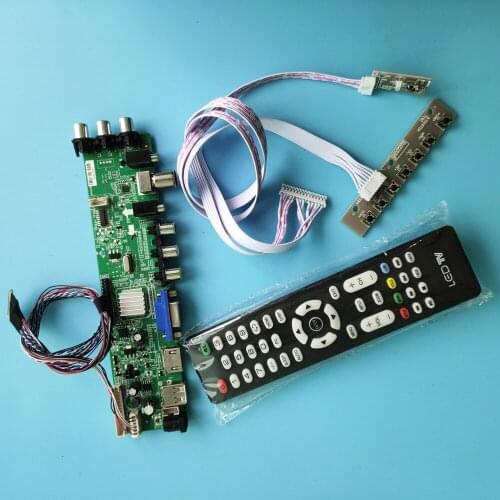 Kit For B140XW01 V8 CELL 40pin LED USB VGA TV Signal HDMI AV controller board digital DVB-T DVB-T2 1366X768 14" remote Panel
