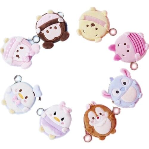Disney 11CM Kawaii Soft Mickey Mouse Minnie Mouse Winnie Plush Toys Coin Purse Earphone Bag Plush Toy for Girls Birthday Gifts