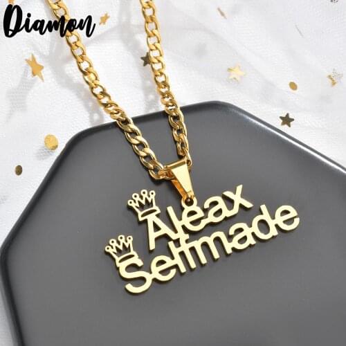Diamon Customized Fashion Stainless Steel Name Necklace Personalized Letter Gold NK Chain Necklace Pendant Nameplate Gift