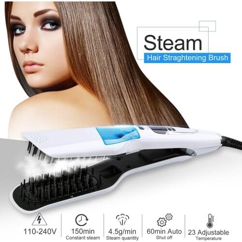 Steam Fast Hair Straightener Comb Spray Vapor Flat Iron Hair Straightening Brush LCD Display Hair Styling Tools