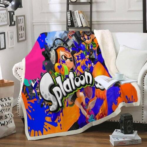 Game Splatoon Plush Blanket Throw for Sofa Bed Cover Single Twin Bedding Baby Boys Girls Children Gift