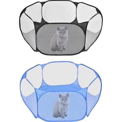 Portable Outdoor Small Pets Playpen Cage Breathable Foldable Pet Carring Case Pet Playing Tent Mesh Fence For Indoor