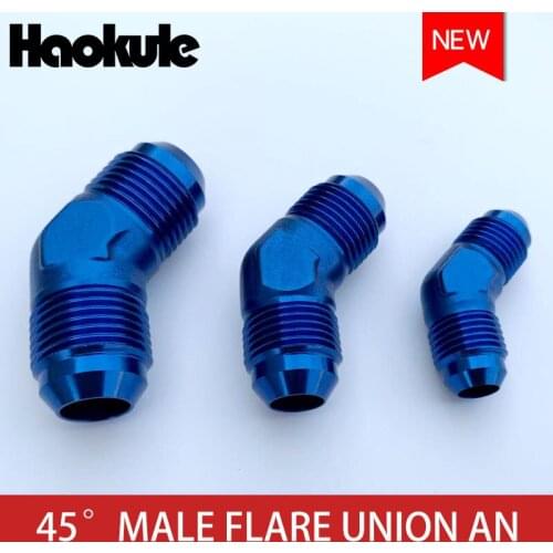Performance 45degree male flare union AN6 AN8 AN10 6AN 8AN 10AN ALUMINUM ADAPTER FITTINGS