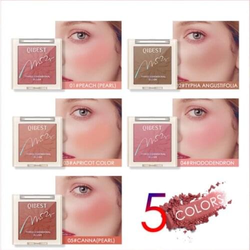 QIBEST Natural Pink Blush Palette Long Lasting Brighten Skin Color Pearlescent Matte Oil Control Facial Makeup Cosmetic TSLM1