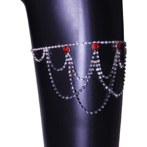 Sexy Multi Layers Body Chain for Women Shiny Rhinestone Crystal Leg Thigh Chain Beach Party Harness Body Jewelry Accessory