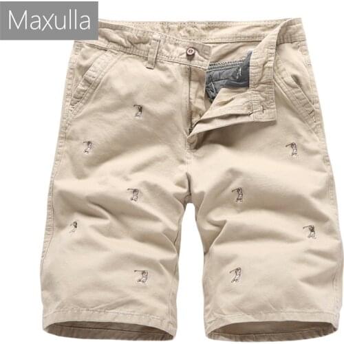 Maxulla Mens short summer Cotton beach shorts embroidery Bermuda shorts male shorts big size 5 colors Mla050