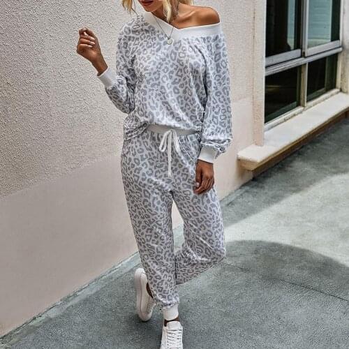 Tracksuits womens Hoodies Long Sleeve Leopard print Casual Tops+ Pants Sports Suits wives jogging suit ladies ropa de mujer