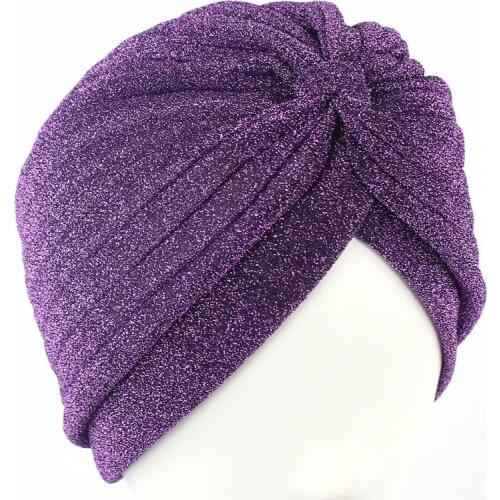 2021 NEW Women Muslim Hijab Glitter Turban Hat Wrap Indian Cap Hijab Head Scarf Casual Chemo Cap Winter
