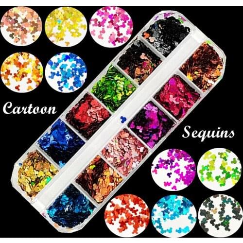 1box Ultrathin Acrylic Sequins Nail Art Glitter Paillette Cartoon Head Decals 3d Nail Decorations Manicure Accessories Tools