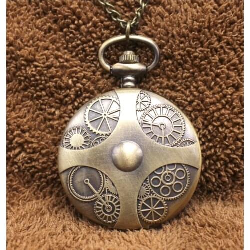 Vintage Bronze antiques Quartz pendant clock Necklace pocket watches Woman And Men Gift