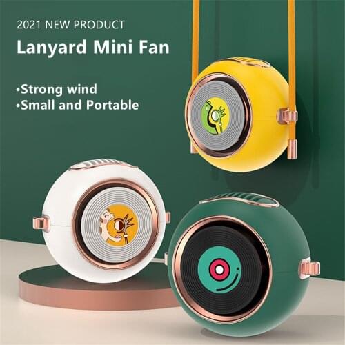 Hanging Neck Mini Fan Cute Fans Rechargeable Portable Air Cooler Conditioner Mute 2 Speed Waist Fan Outdoor Sport Lanyard Fan
