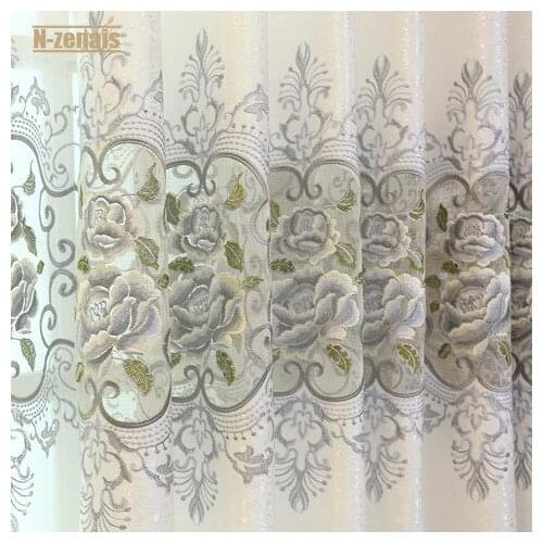 Custom Peony Embroidery Curtains for Living Room and Bedroom Balcony Floor Wholesale European-style Blackout Curtain