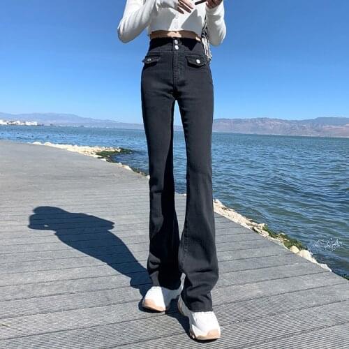 Wide Leg Women New 2021Casual Street Style Cotton Denim Lady long Pants Jeans Vintage able Quality Fashion solid Retro trousers